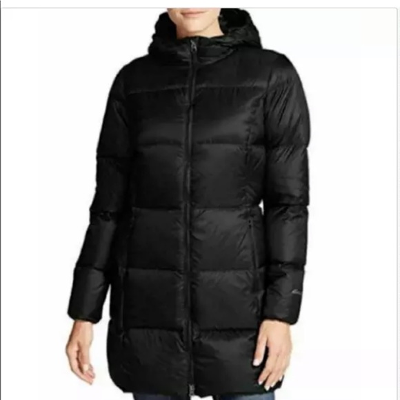 Doudoune Eddie Bauer Luna Peak EB550, Femme, Noir, Taille L, Capuche, Duvet, WeatherEdge